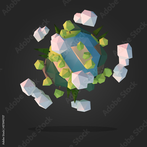 Abstract Planet Low Poly Geometry Design Vector