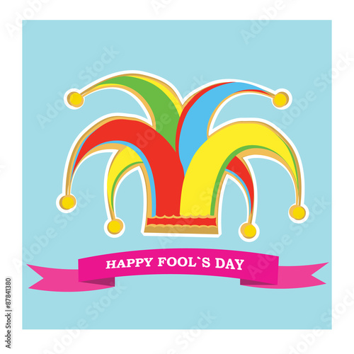 vector silhouette colorful clowns hat and ribbon