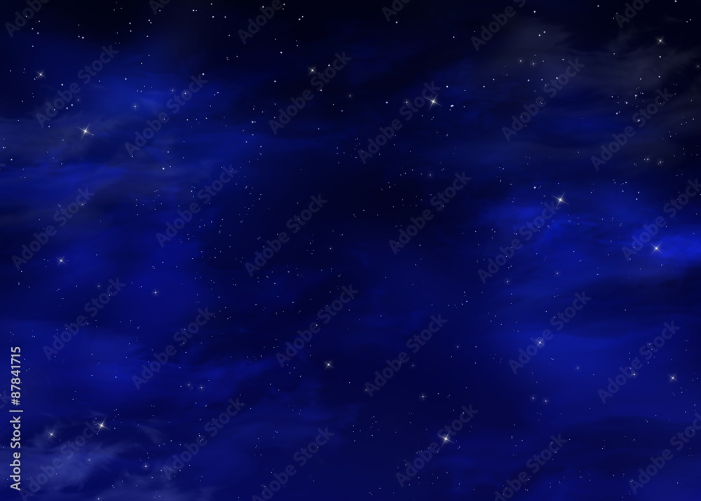 starry night sky, blue background