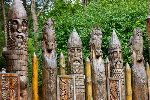 Slavic wooden idols photo