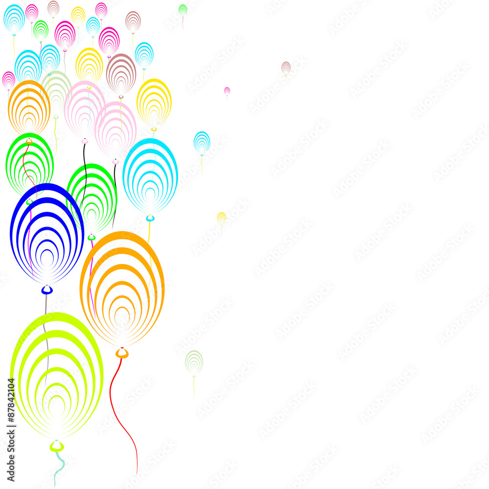 Flying balloons on the side on a white background Flying balloons on the side on a white background