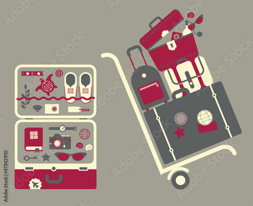 Illustration of luggage on cart