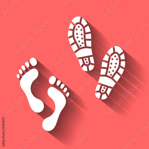 Foot vector human  footprint  bootprint isolated  with shadow
