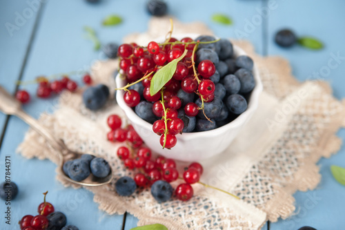 Fresh and healthy blueberries and red currant