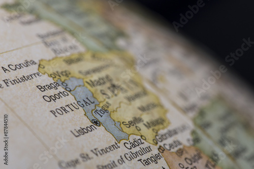 Macro of Portugal on globe