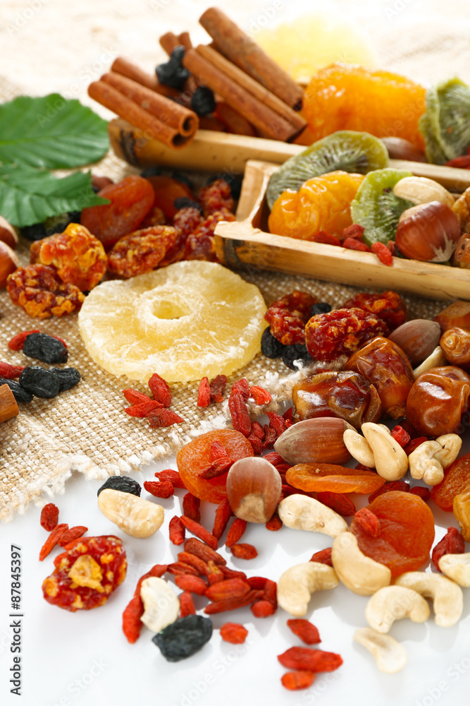 Fototapeta premium Assortment of dried fruits, closeup