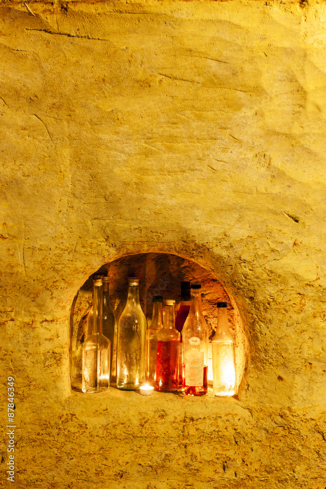 hard liquor archive in wine cellar, Czech Republic