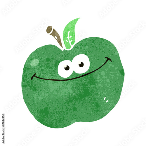 retro cartoon happy apple
