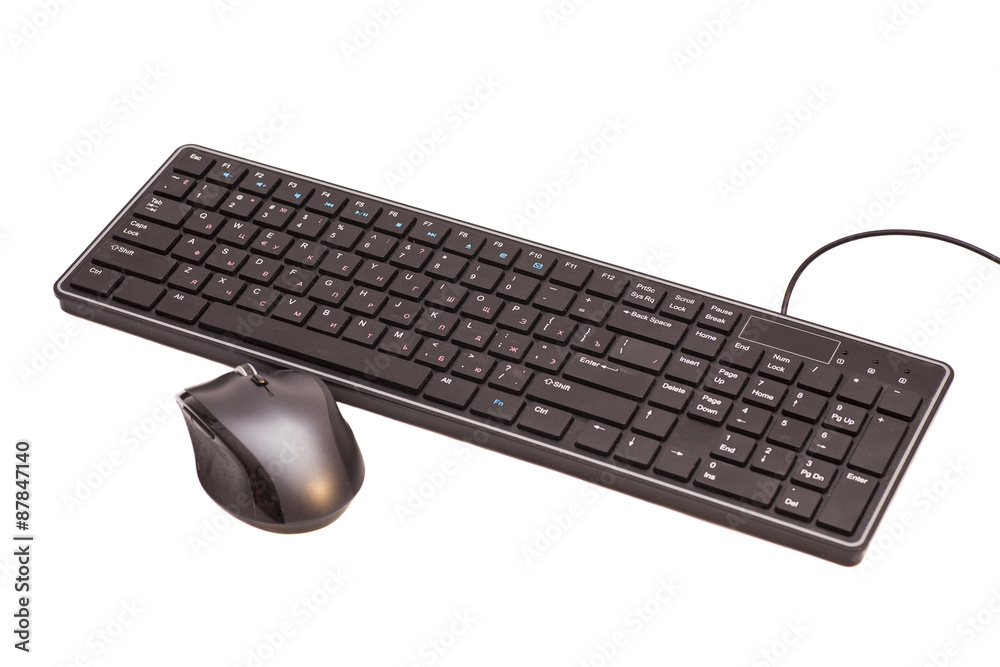 Wireless black set mouse and computer keyboard isolated on white Wireless black set mouse and computer keyboard isolated on white