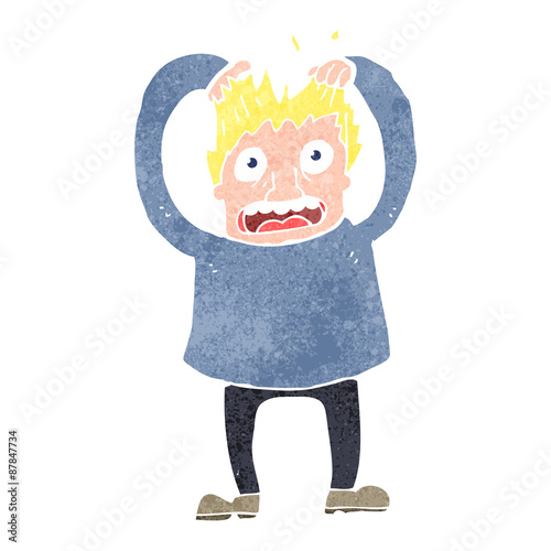 retro cartoon man pullin out hair