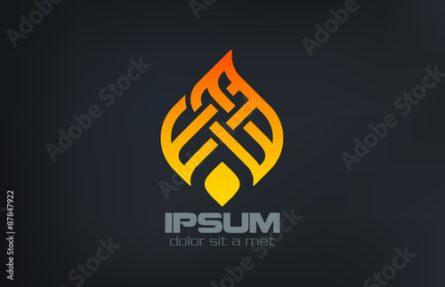 Fire Flame Ornament Silhouette Logo design vector template...Cre
