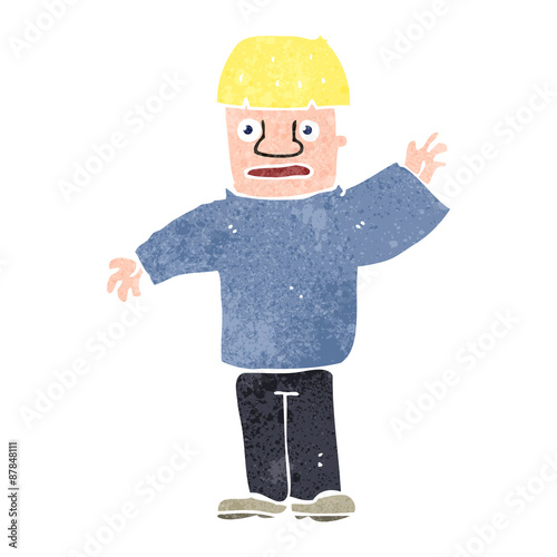 retro cartoon blond man waving