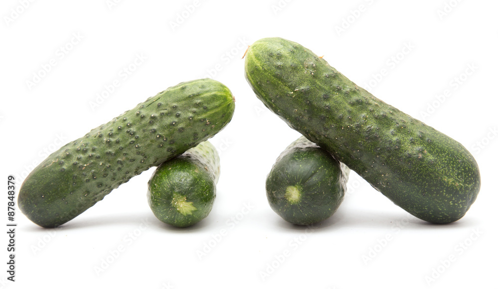 Cucumbers on a white background
