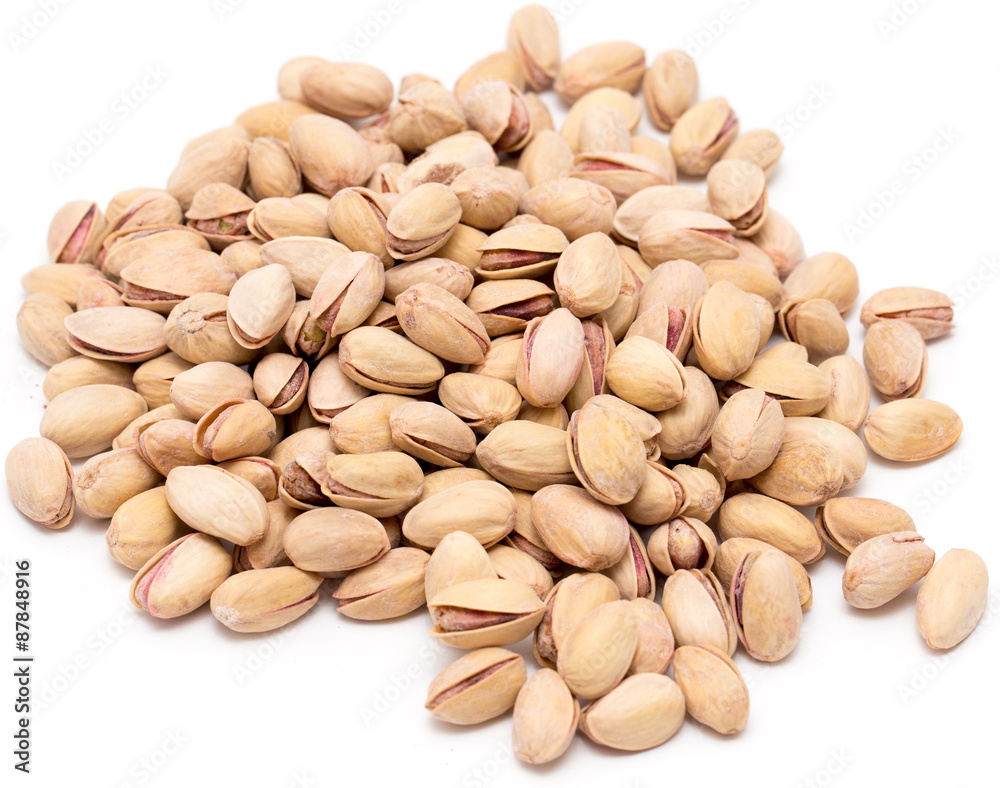 pistachios on a white background. close