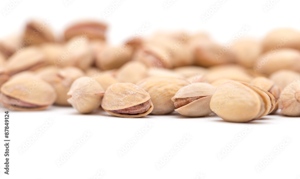 pistachios on a white background. close
