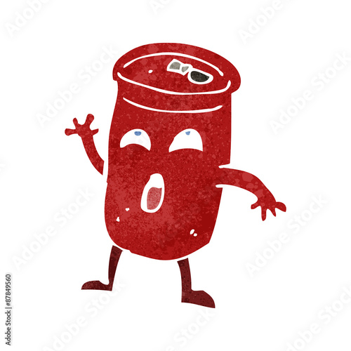 retro cartoon cola can waving