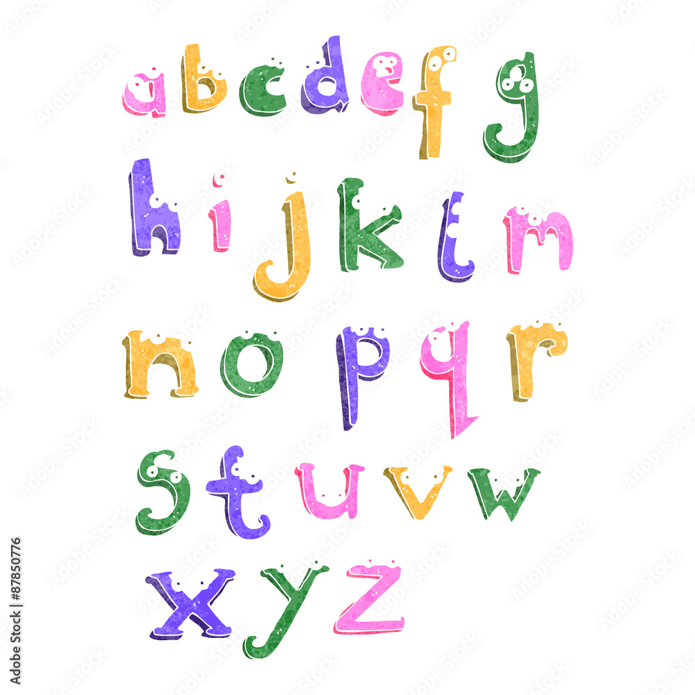 Fototapeta premium retro cartoon alphabet