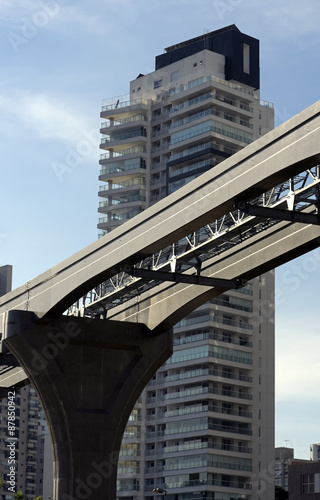 Elevated monorail under construction in Sao Paulo