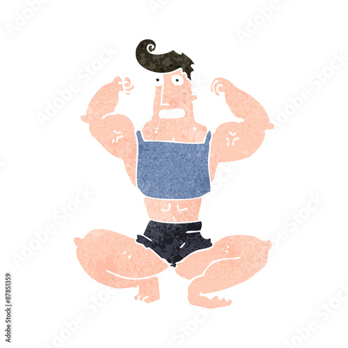retro cartoon body builder