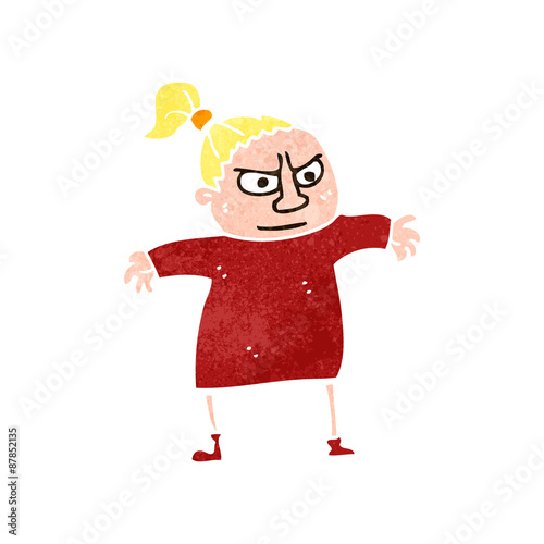 retro cartoon little blond woman