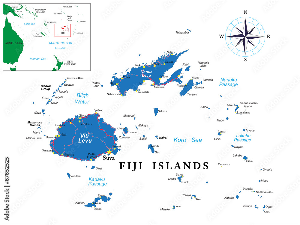 Fototapeta premium Fiji map