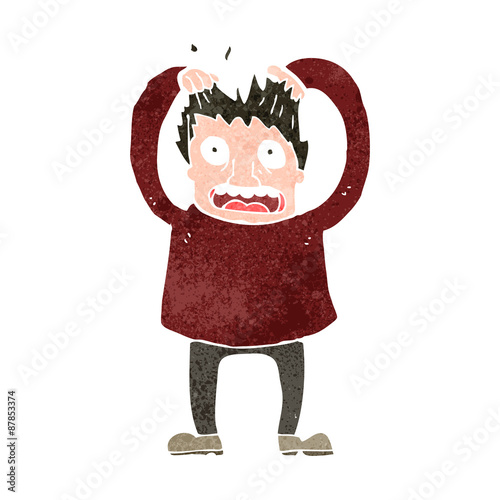retro cartoon man tearing out hair