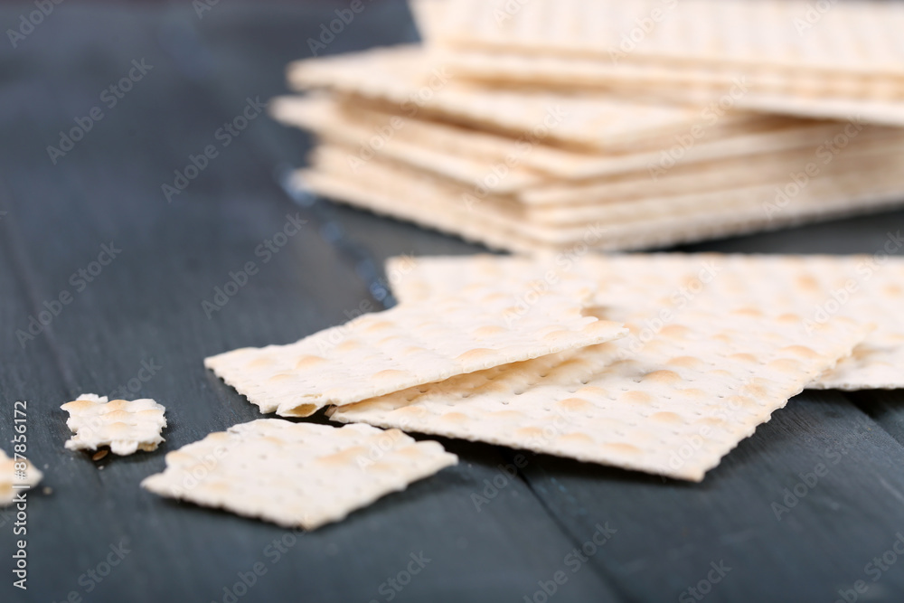 Matzo for Passover on table close up Matzo for Passover on table close up