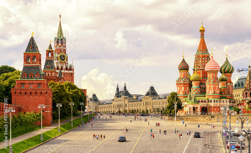 Photography Kremlin and Cathedral of St. Basil at the Red Square in Moscow