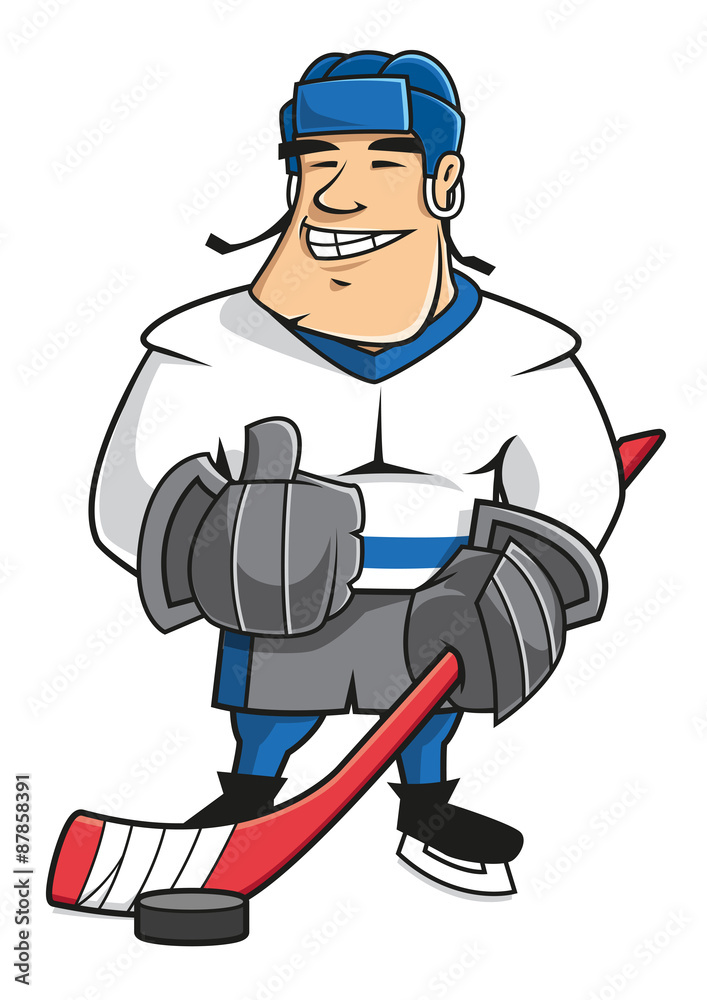 Fototapeta premium Cartoon ice hockey player character