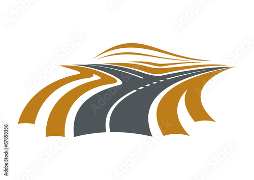 Forked road symbol with two ways