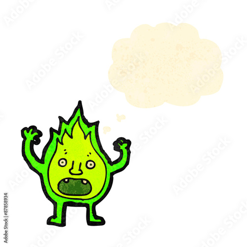 cartoon little green flame