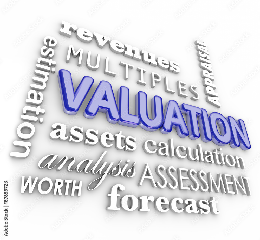 Valuation 3d Word Collage Multiples Revenues Assets Company Busi
