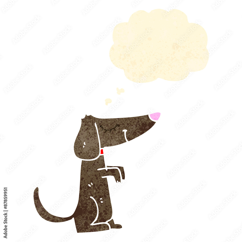 Fototapeta premium retro cartoon sitting dog with thougth bubble