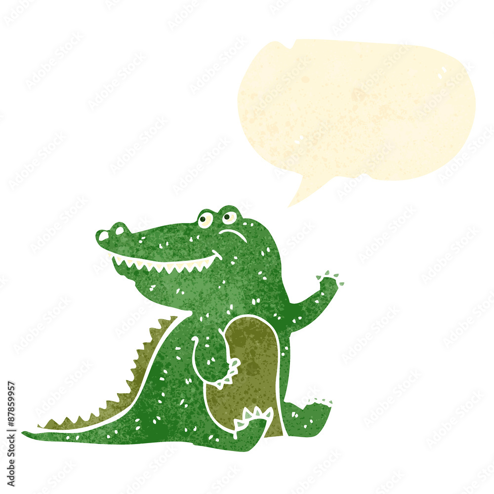 Obraz premium retro cartoon friendly crocodile waving