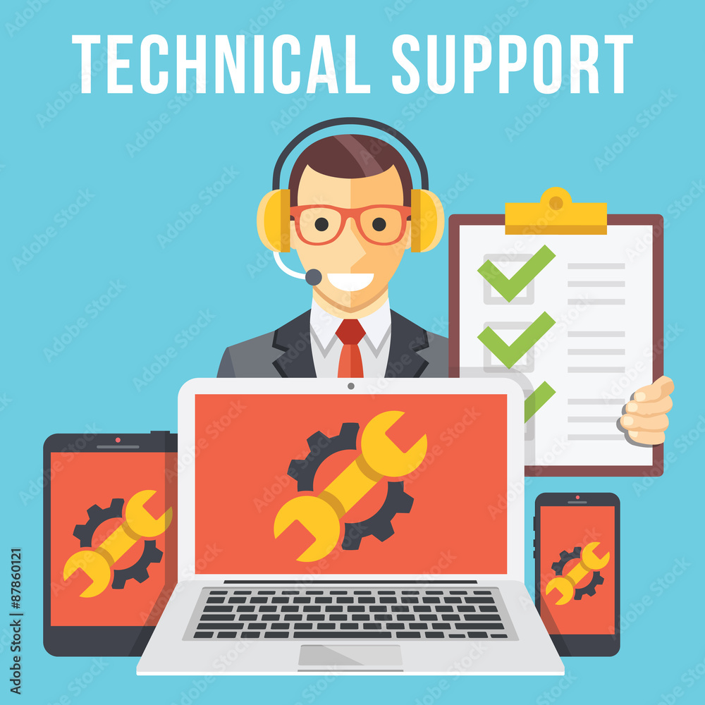 Technical support flat illustration concept Technical support flat illustration concept