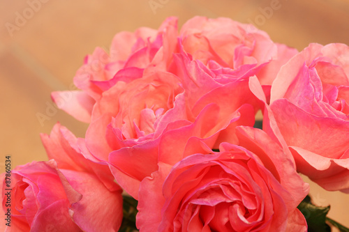 Beautiful bouquet of pink roses, closeup