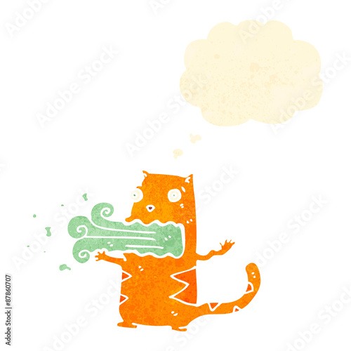 retro cartoon cat with bad breath