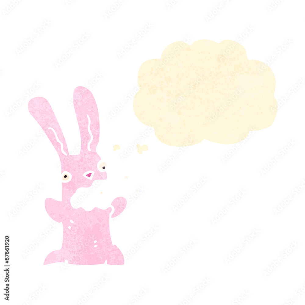 retro cartoon rabbit with thought bubble retro cartoon rabbit with thought bubble