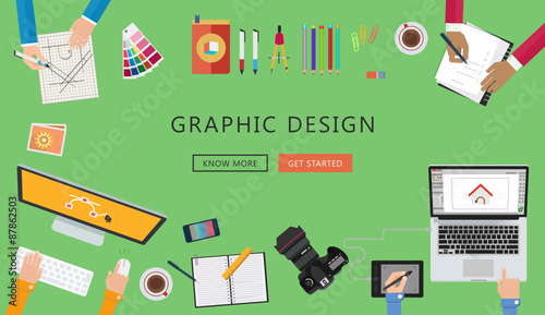 graphic designer items and tools - flat design illustration