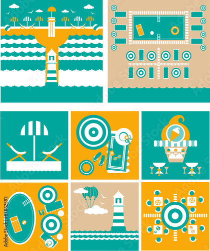 Wallpaper Mural Swimming Pool resort Area, Beach, Lighthouse, Cafe Torontodigital.ca