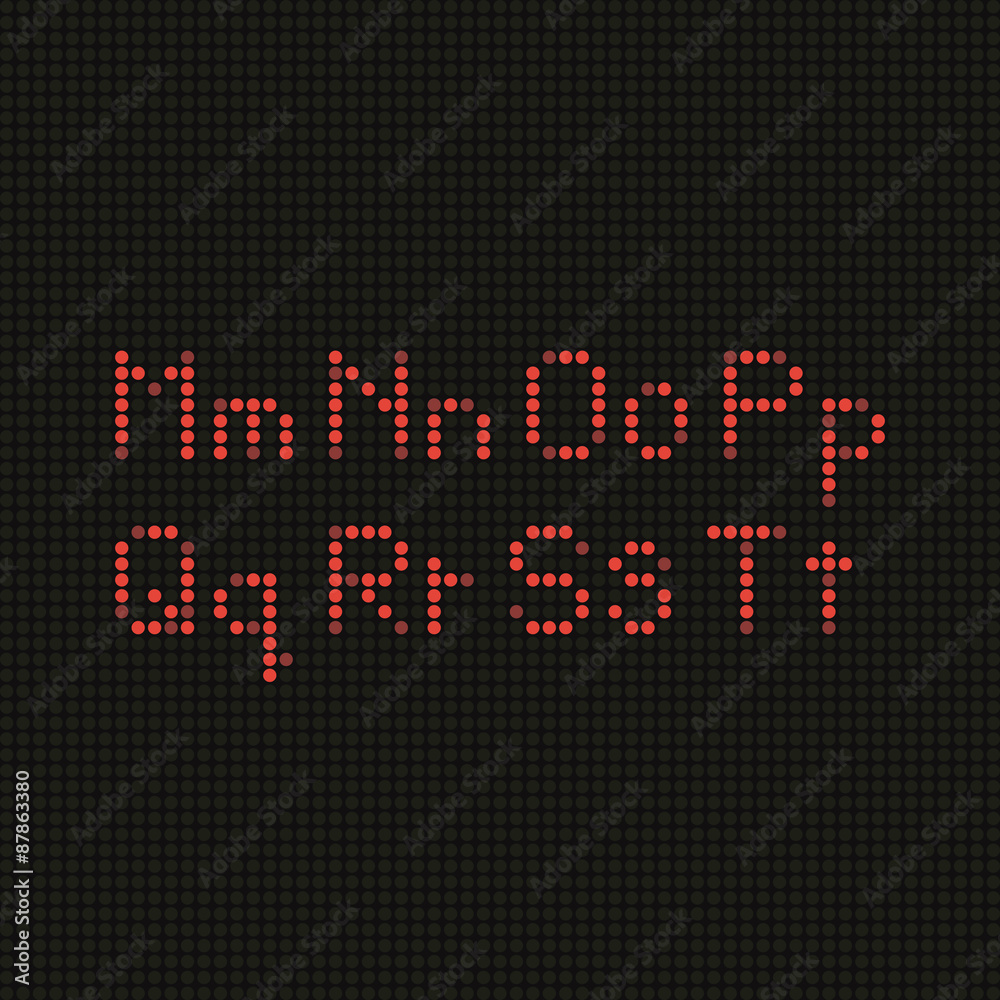 Set of the alphabet letter on LED screen
