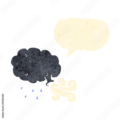 retro cartoon cloud blowing wind