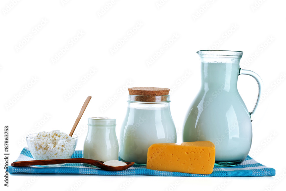Dairy products isolated on white Dairy products isolated on white