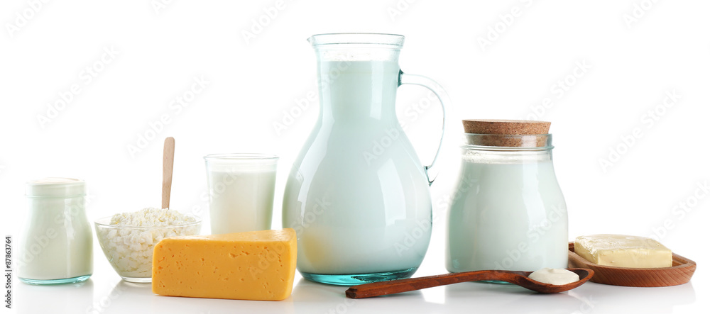 Dairy products isolated on white Dairy products isolated on white