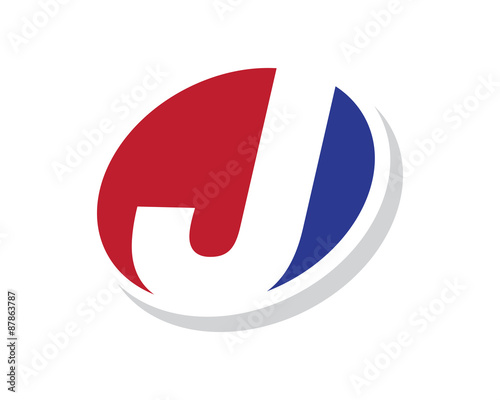 negative space elips logo letter j