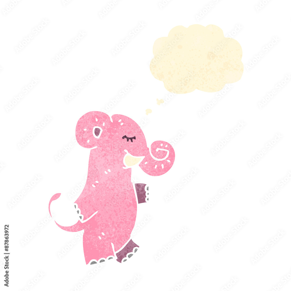 Fototapeta premium retro cartoon pink elephant with thought bubble