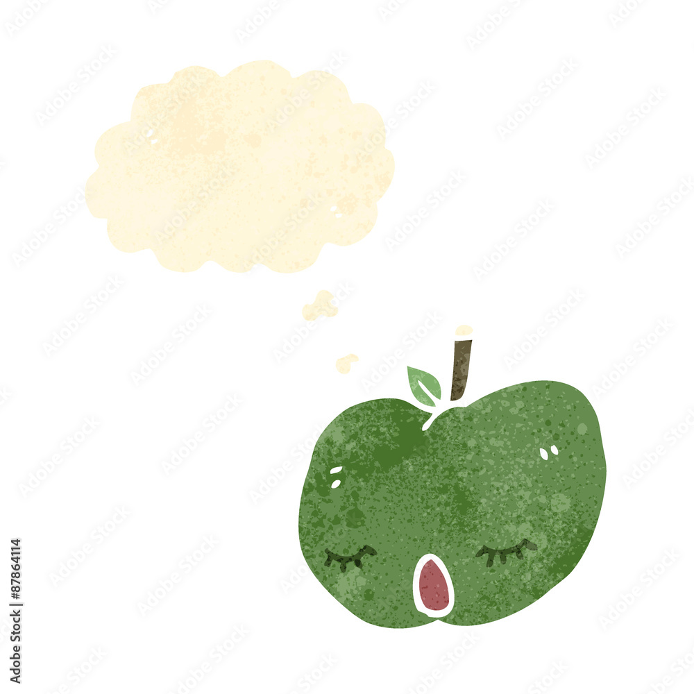 Obraz premium retro cartoon apple with thought bubble
