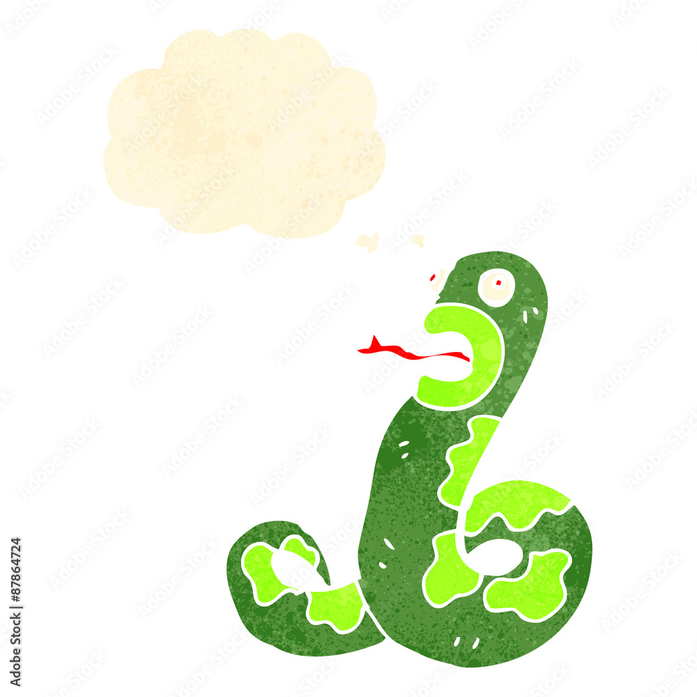 Fototapeta premium retro cartoon snake with thought bubble