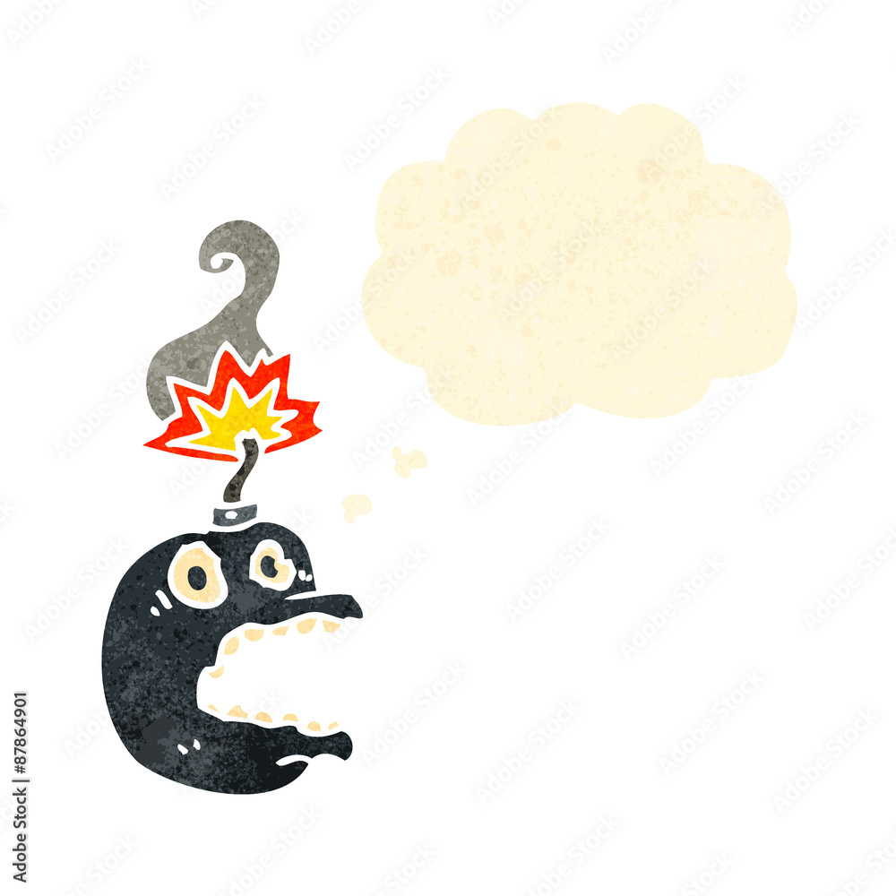 Naklejka premium cartoon bomb with thought bubble