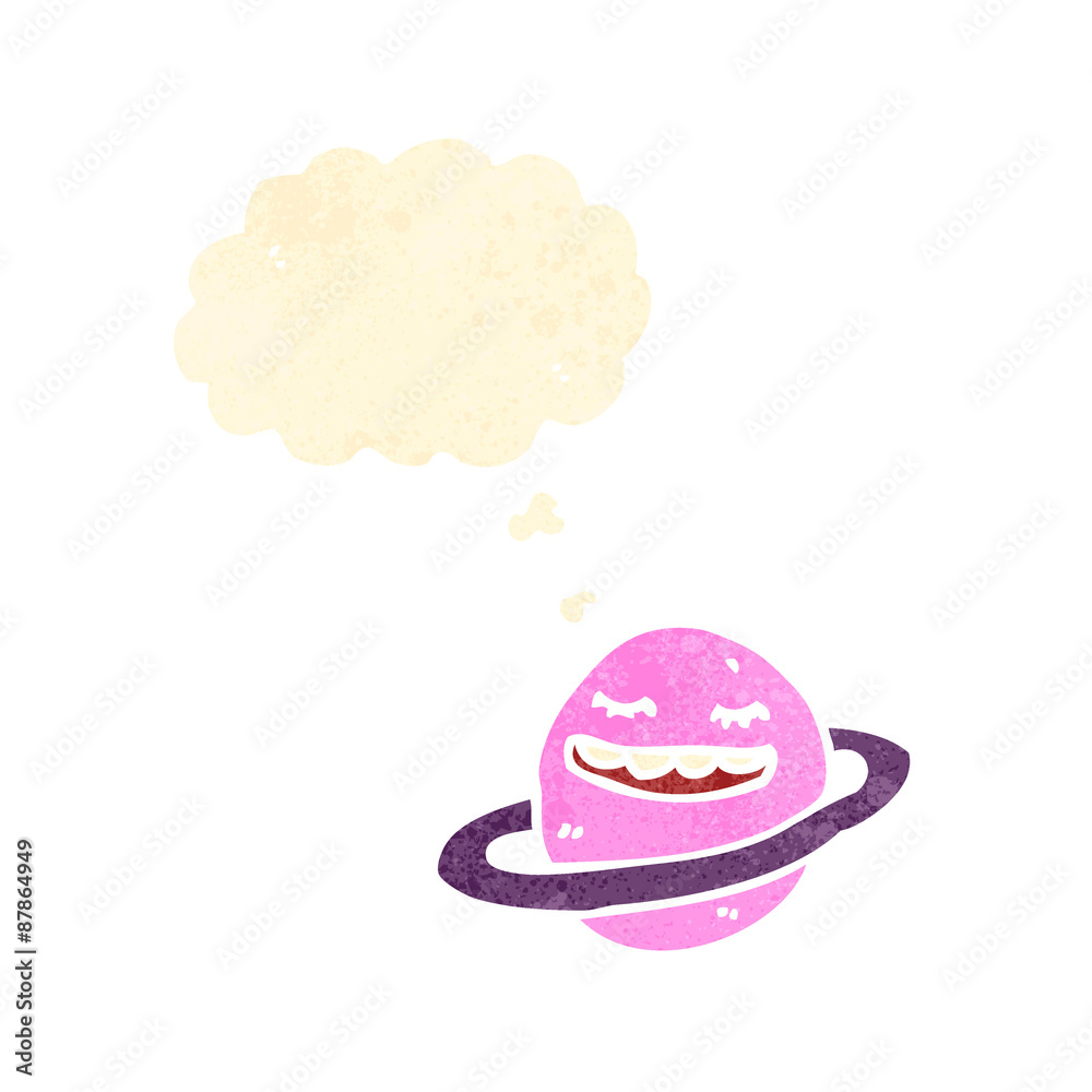 retro cartoon planet with thought bubble retro cartoon planet with thought bubble